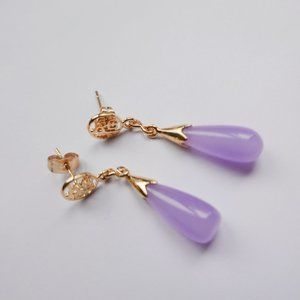 Chinese Lavender Jade Gold Filled Earrings